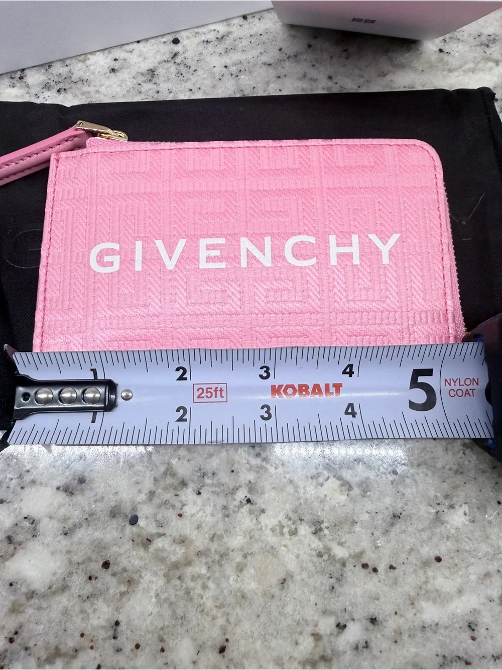 Givenchy Pink Embossed Logo Zipped Card Holder
